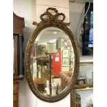 VINTAGE GILDED OVAL BEVELLED MIRROR, 88 X 53CMS