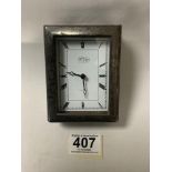 HALLMARKED SILVER FRAMED DESK CLOCK BY ROBERT CARR