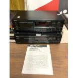 A DENON (DRS-610) STEREO CASSETTE TAPE DECK SERIAL NO 3031503627 WITH ANOTHER DENON (DRM-555) STEREO