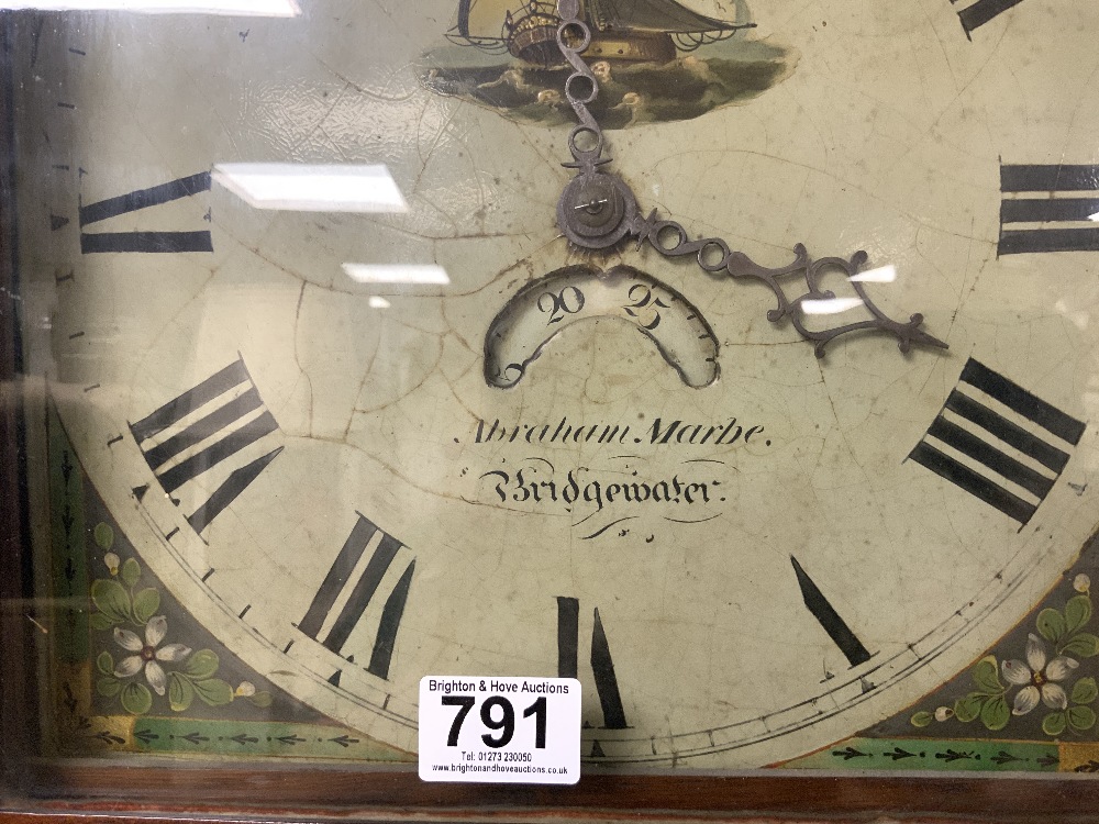 ANTIQUE OAK LONGCASE CLOCK DIAL ABRAHAM MARBE BRIDGEWATER - Image 2 of 6