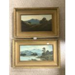 TWO FRAMED 19TH/20TH CENTURY OILS ON BOARD COUNTRY SCENES ONE MONOGRAMMED, 65 X 40CMS