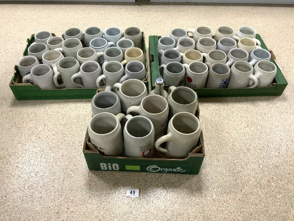 A QUANTITY OF GERMAN STONEWARE BEER TANKARDS