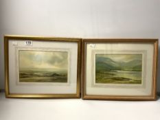 KEITH BURTENSHAW, ONE PAIR OF WATERCOLOUR DRAWINGS, LANDSCAPES 'TEESDALE AND ULLSWATER, SIGNED 18