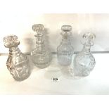 FOUR VICTORIAN CUT GLASS MALLET SHAPE DECANTERS