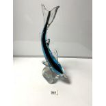 RONNEBY - SWEDEN - ART CRYSTAL GLASS MODEL OF A SHARK SIGNED ON BASE F M RONNEBY SWEDEN, B-7883,