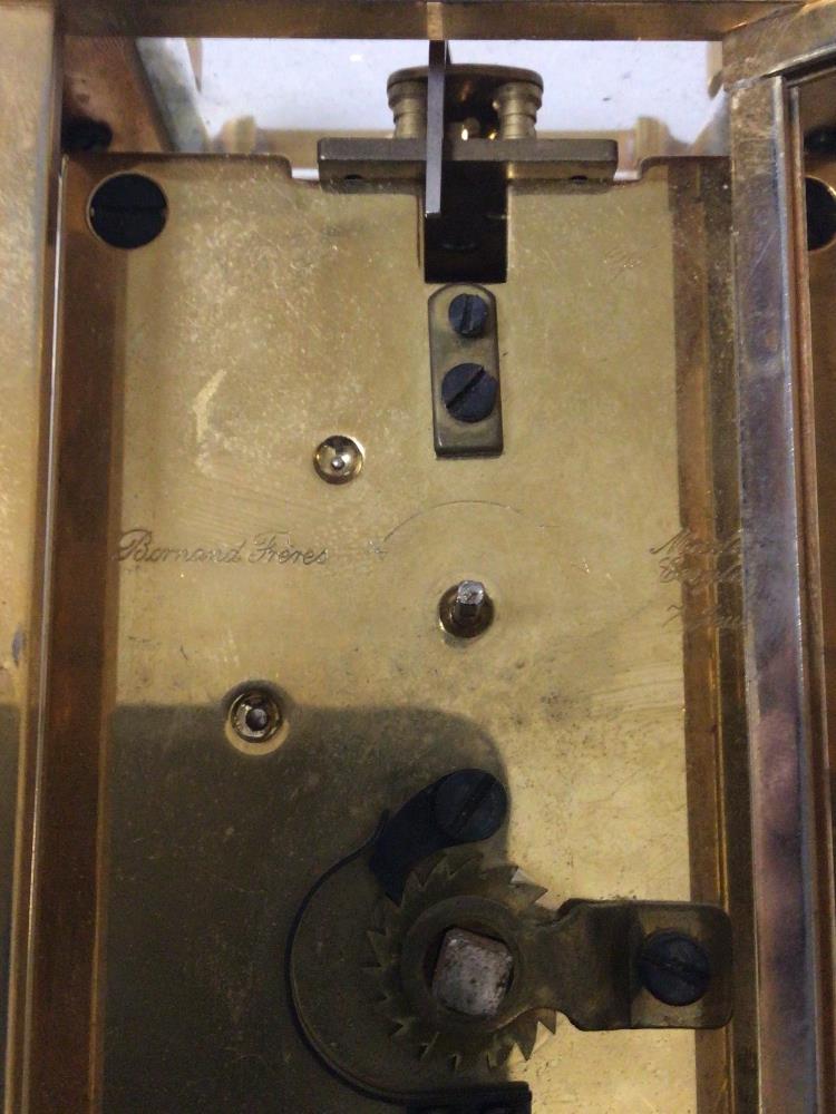 MAPPIN AND WEBB CARRIAGE CLOCK A/F MISSING GLASS DOOR AND BRASS WEAR - Image 4 of 4