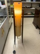 A MID-CENTURY TEAK ROCKET DESIGN LAMP STAND, 104CMS