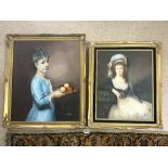 TWO MODERN PORTRAITS OIL ON CANVAS OF LADIES BOTH SIGNED P. NORRIS AND RAIMER BOTH IN ORNATE