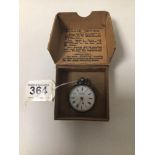 HALLMARKED SILVER H. SAMUEL POCKET WATCH WITH ORIGINAL BOX