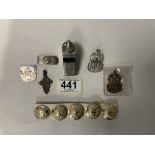 MIXED ITEMS, A R P SILVER BADGES, THE ACME THUNDER WHISTLE, AND MORE