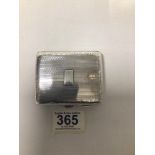 HALLMARKED SILVER RECTANGULAR ENGINE TURNED CIGARETTE CASE 8.5CMS BY M. H MEYER LTD 1926, 59 GRAMS