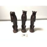 CARVED WOOD SET THE THREE WISE MONKEYS, 17CMS