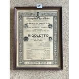 METROPOLITAN OPERA HOUSE ADVERTISING POSTER RIGOLETTO NOVEMBER 23RD 1903, 44 X 34CMS FRAMED AND