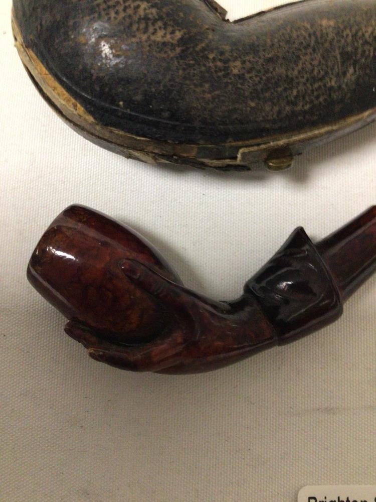 VINTAGE CASED MEERSCHAUM PIPE (HAND HOLDING PIPE) - Image 3 of 3