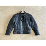 J AND S LEATHER MOTORBIKE JACKET, SIZE 12