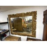 LARGE CONTINENTAL 19TH CENTURY HAND CARVED GILT WOOD FRAMED MERCURY MIRROR, BEAUTIFUL EXAMPLE, 173 X