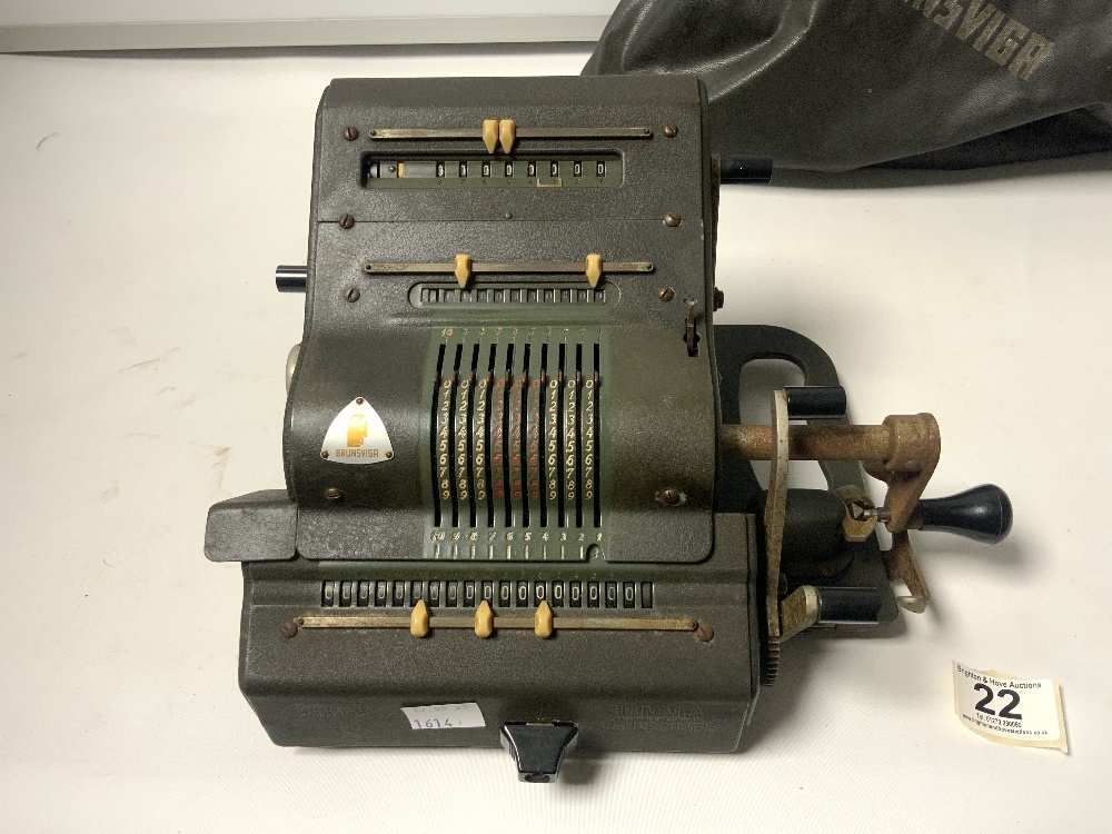 A VINTAGE ADDING MACHINE MADE BY 'BRUNSVIGA' SOLD BY BLOCK AND ANDERSON LTD, LONDON AND - Image 2 of 5