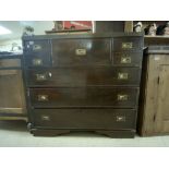 A EARLY 20TH CENTURY MILITARY STYLE MAHOGANY SECRETAIRE WITH BRASS MOUNTS, 114 X 51 X 108CMS