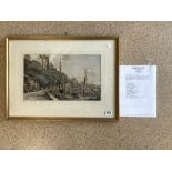SIR MUIRHEAD BONE (1876 - 1953) SIGNED WATERCOLOUR OF TENBY (FISHING BOATS IN THE HARBOUR), 66 X