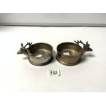 A PAIR OF PLATED STAGS HEAD COASTERS