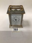 MAPPIN AND WEBB CARRIAGE CLOCK A/F MISSING GLASS DOOR AND BRASS WEAR