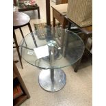 CHROME AND GLASS ROUND TABLE, 60CMS DIAMETER