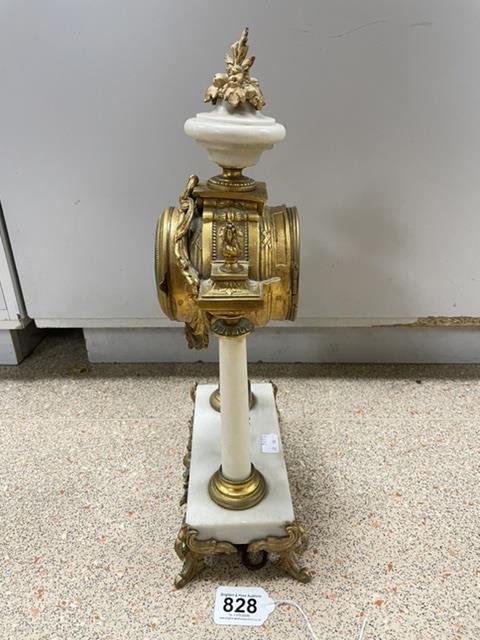 ANTIQUE ORMOLU AND WHITE MARBLE PORTICO CLOCK CIRCA 1900 42CM - Image 3 of 6