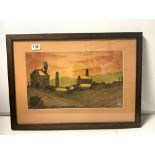 A WATERCOLOUR OF A COLLIERY MONOGRAMMED 46 X 27CMS