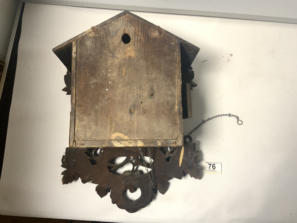 A LATE 19TH CENTURY CARVED SWISS CUCKOO CLOCK, WITH CARVED LEAF DECORATION - Image 5 of 5