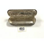 LATE VICTORIAN HALLMARKED SILVER EMBOSSED RECTANGULAR TRINKET BOX WITH ACANTHUS SCROLL DECORATION,