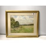 FREDERICK LEIGHTON - WATERCOLOUR LANDSCAPE OF SHEEP GRAZING, 40 X 30CMS