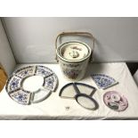 CERAMIC SLOP PAIL AND A QUANTITY OF HORS D'OEUVRES DISHES