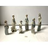 SIX LLADRO & LLADRO STYLE FIGURES, THE LARGEST 28CMS