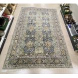 PERSIAN WOOLEN PATTERNED CARPET, BLUE FLORAL DECORATION, 332 X 233CMS