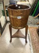OAK COPPERED PLANTER ON THREE LEGS MAKER - LISTER AND CO