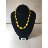 VINTAGE AMBER STYLE GRADUATED NECKLACE, 42 GRAMS