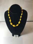 VINTAGE AMBER STYLE GRADUATED NECKLACE, 42 GRAMS