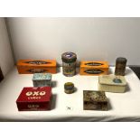 A QUANTITY OF VINTAGE TINS, INCLUDING BOURNVILLE, JACOBS, AND MORE