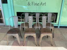 SIX METAL TOLIX STYLE CAFE CHAIRS