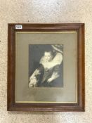 PRINT OF A PORTRAIT OF AN ELIZABETHAN CHILD IN OAK FRAME