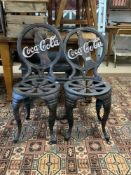 COCA-COLA, TWO METAL ADVERTISING CAFE CHAIRS