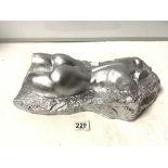 HEAVY SILVER PAINTED SCULPTOR OF A REAR NUDE