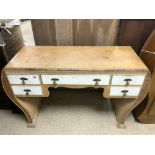 FRENCH BIRDS-EYE MAPLE KNEEHOLE DRESSING TABLE, WITH S-SHAPED END SUPPORTS 125 X 46 X 75CMS