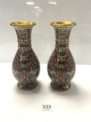 PAIR OF 20TH CENTURY ORIENTAL CLOISONNE VASES