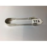 PAIR OF LARGE GEORGE III HALLMARKED SILVER SUGAR TONGS, 14CMS POSSIBLY RICHARD POULDEN, 44 GRAMS