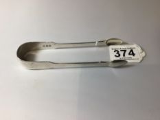 PAIR OF LARGE GEORGE III HALLMARKED SILVER SUGAR TONGS, 14CMS POSSIBLY RICHARD POULDEN, 44 GRAMS