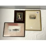 SMALL WATERCOLOUR OF 'NORTHEND OF STOCKTON', 1820 BY R. MAY, 10 X 9CMS, MINIATURE OIL PORTRAIT OF