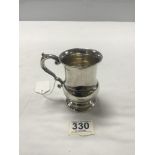 HALLMARKED SILVER BALUSTER-SHAPED TANKARD WITH SCROLL HANDLE - BIRMINGHAM 1932, 146 GRAMS