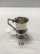 HALLMARKED SILVER BALUSTER-SHAPED TANKARD WITH SCROLL HANDLE - BIRMINGHAM 1932, 146 GRAMS