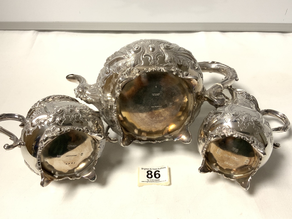 ORNATE SILVER-PLATED THREE-PIECE TEA SET - Image 3 of 4